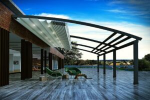 Eğimli pergola tente sistemleri